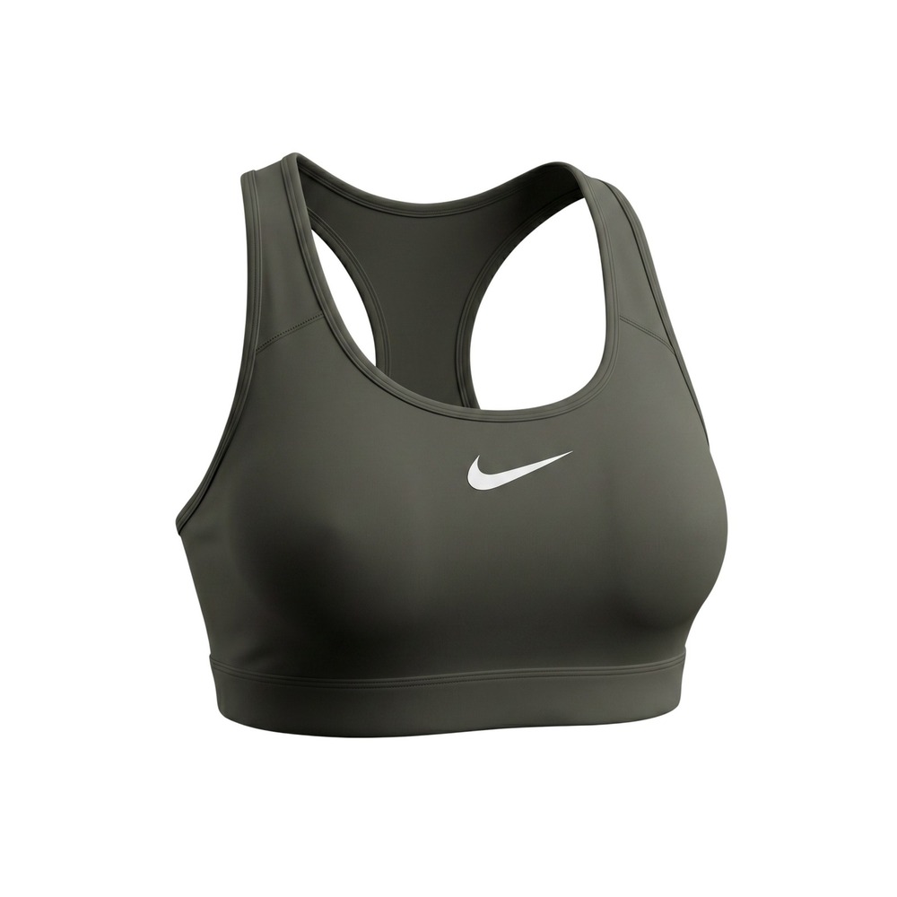 Nike Swoosh Sports Bra Olive Green Dri-FIT‎ Racerback Medium Support - XS
